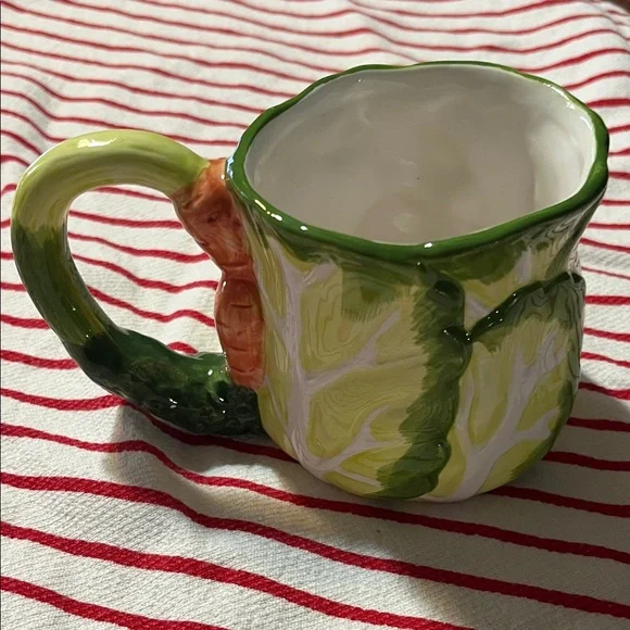 Ceramic Bunny Accent Coffee Mug - White & Green - Picture 2 of 5